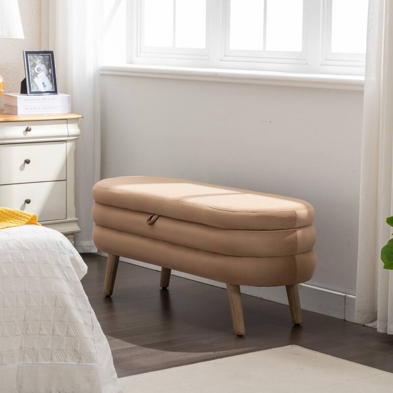 44.88" Seat Widths Soft Velvet Storage Ottoman Footrest Stool