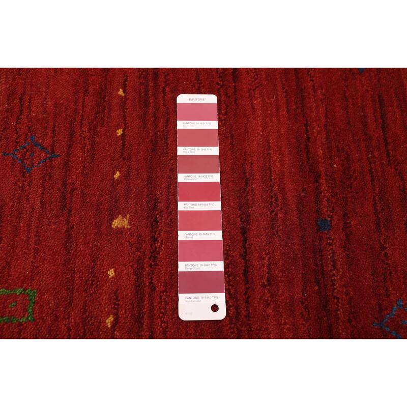 ECARPETGALLERY Hand Loomed Kashkuli Gabbeh Red Wool Rug - 6'9 x 9'9