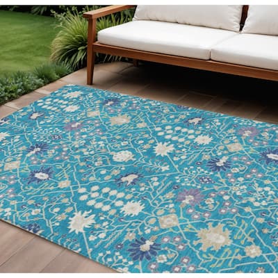 HomeRoots Oriental Traditional Rectangle Outdoor Rug
