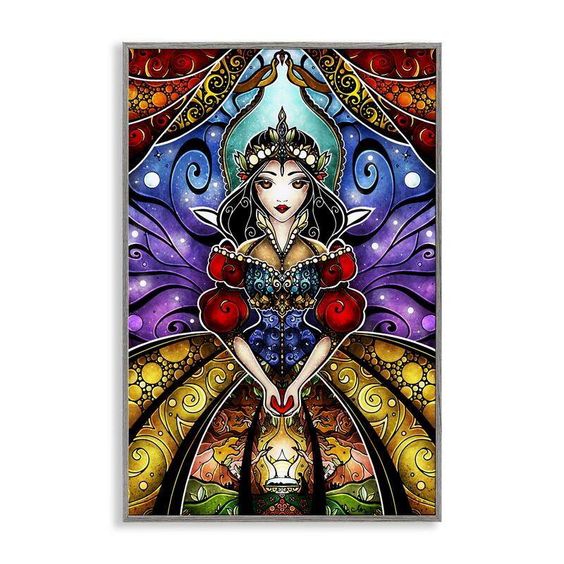 Stupell Nouveau Princess Portrait Framed Giclee Art Design By Mandie Manzano - 16 x 24 - Grey