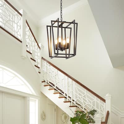 Modern Rectangle Chandelier Lantern Pendant Light Fixture