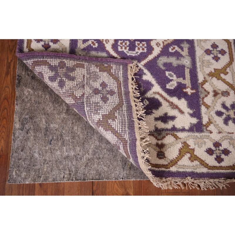 Purple Oushak Oriental Runner Rug Hand-Knotted Hallway Wool Carpet - 2'6"x 10'0"