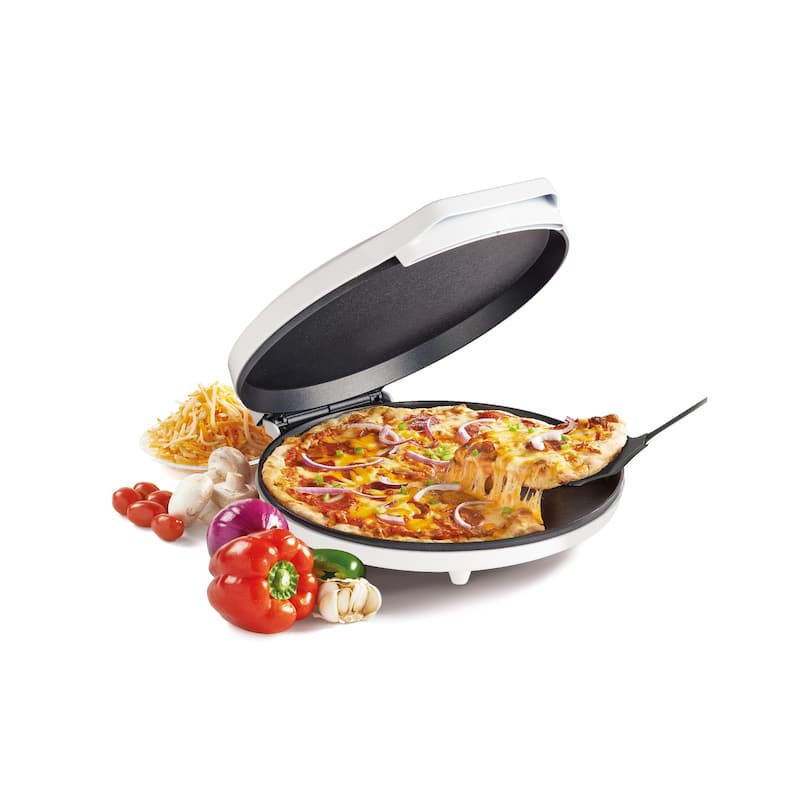 Betty Crocker Pizza Maker Plus, 12" Indoor Electric Grill, Nonstick Griddle Pan for Pizzas,White