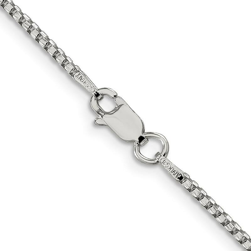 Curata 925 Sterling Silver 1.75mm Half Round Diamond Cut Fancy Box Chain Necklace
