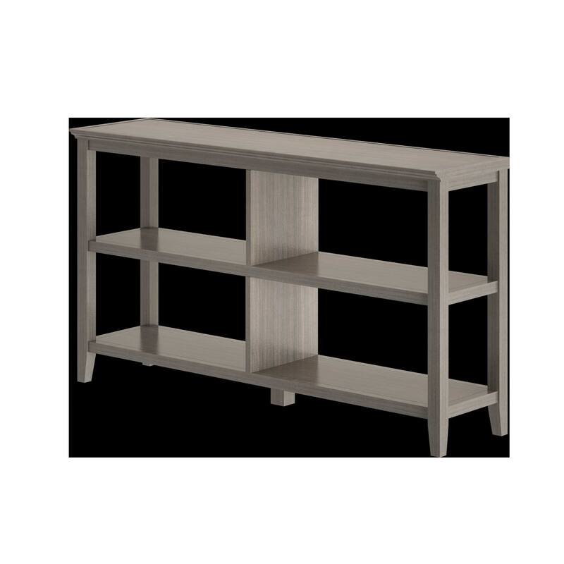 Solid Wood Vertical Double Bookcase with Shelves and Walnut Finish - 13.75” D x 54” W x 30.25” H