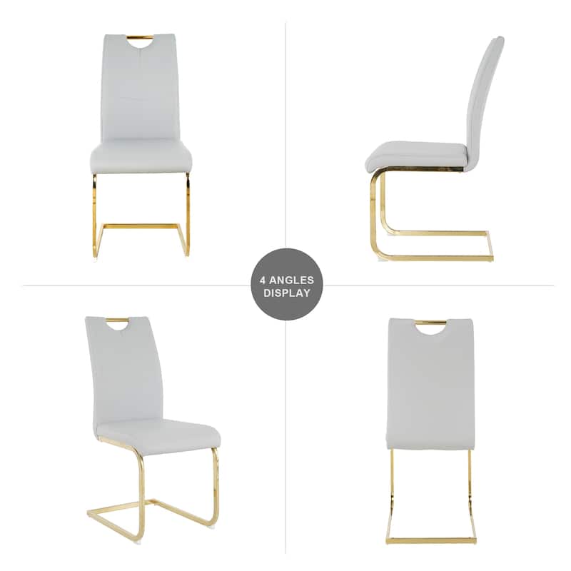 Modern Dining Chairs with Chrome Metal Legs Set of 2