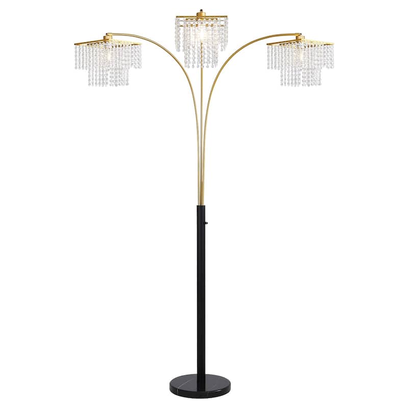 Brio 90" 3-Light Modern Gold Crystal Arc Floor Lamp - 85