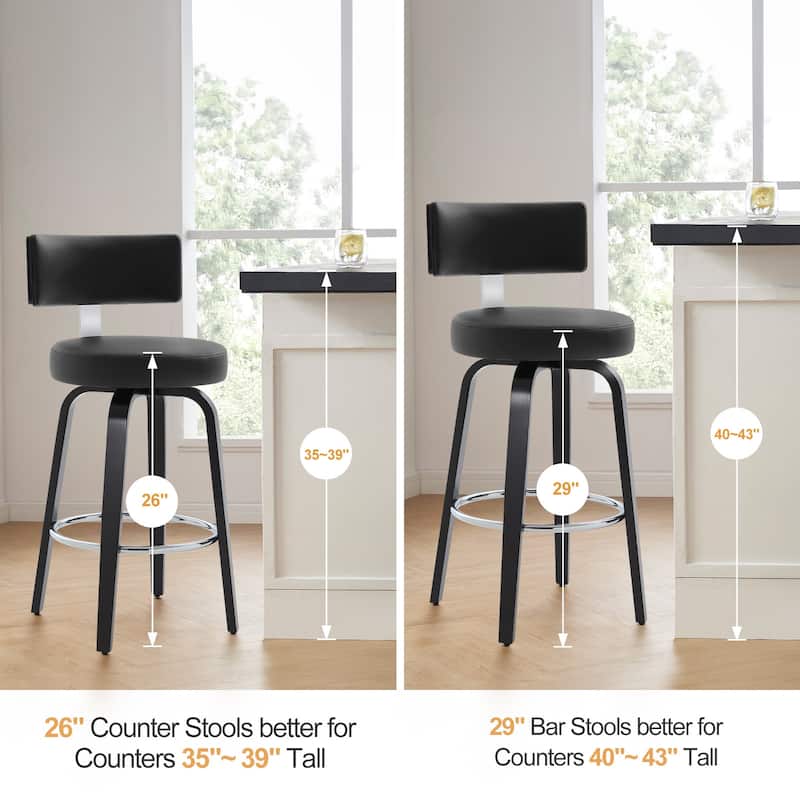 Upholstered Wood Swivel Bar/ Counter Stools, Set of 3