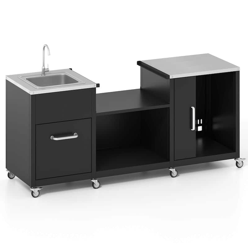 Costway 80" Outdoor Grill Table with Sink Drainage Cabinet Removable - See Details