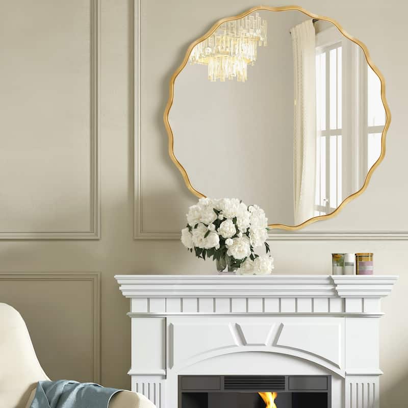 Aluminum Alloy Framed Wavy Round Wall Mirror