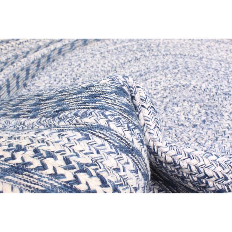 ECARPETGALLERY Braid weave Sienna Blue Wool Rug - 4'10 x 4'10