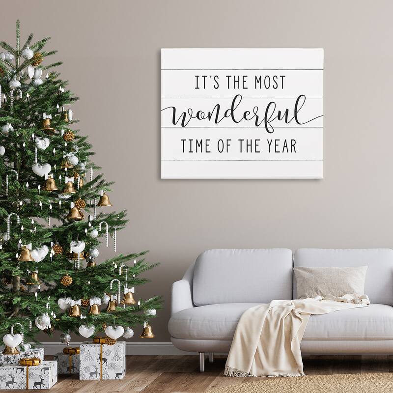 Stupell Holiday Most Wonderful Time Of The Year Canvas Wall Art, 16 x 20, Proudly Made in USA