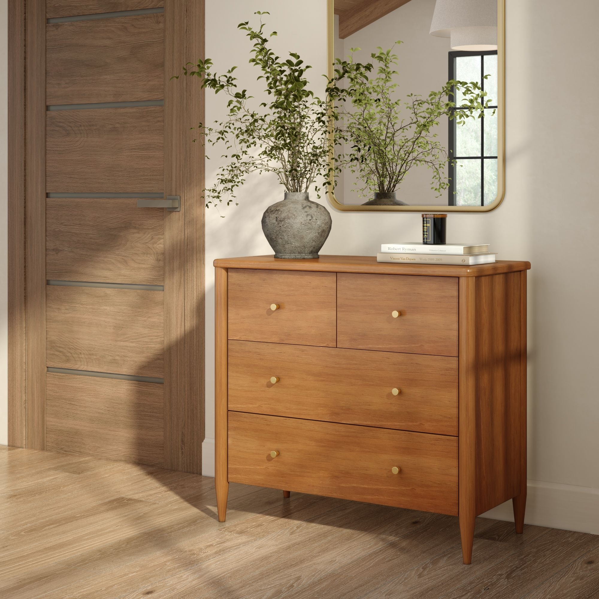Harbor 3-drawer Solid Wood Dresser with Brass Knobs