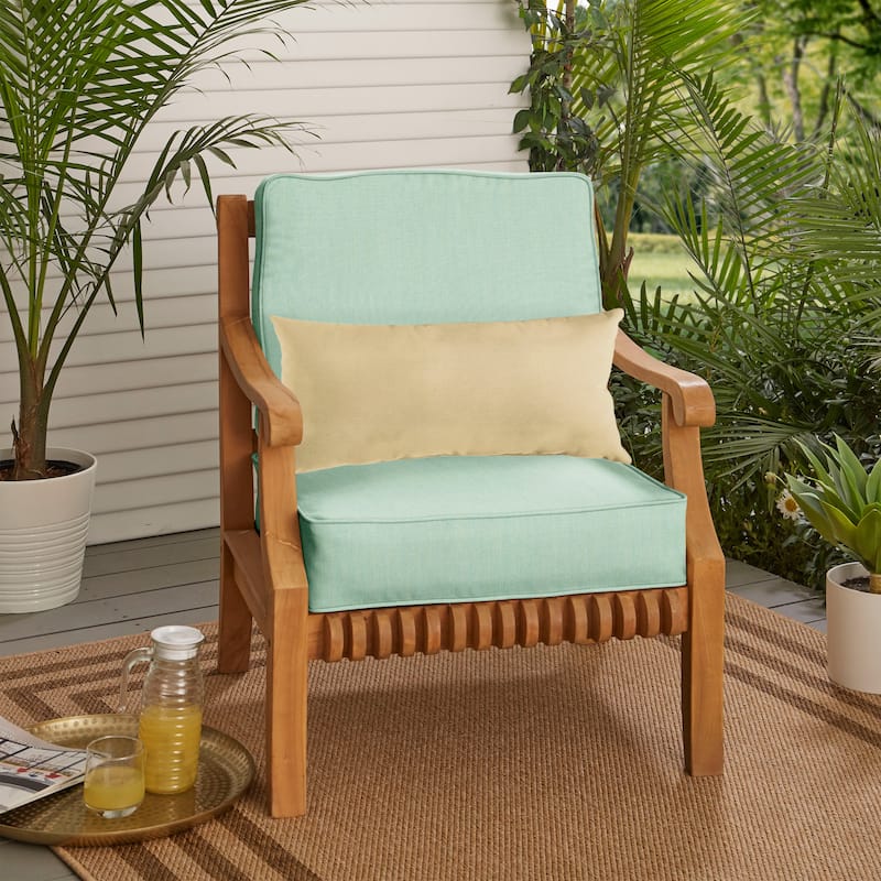Sorra Home Oakley Sunbrella Solid Indoor/ Outdoor Corded Chair Cushion Set and Lumbar Pillow