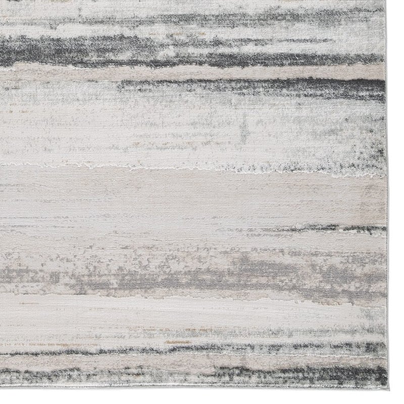 Oxy 8 x 10 Modern Area Rug, Clean Abstract Design, Soft Fabric, Gray, Gold - 8 x 10