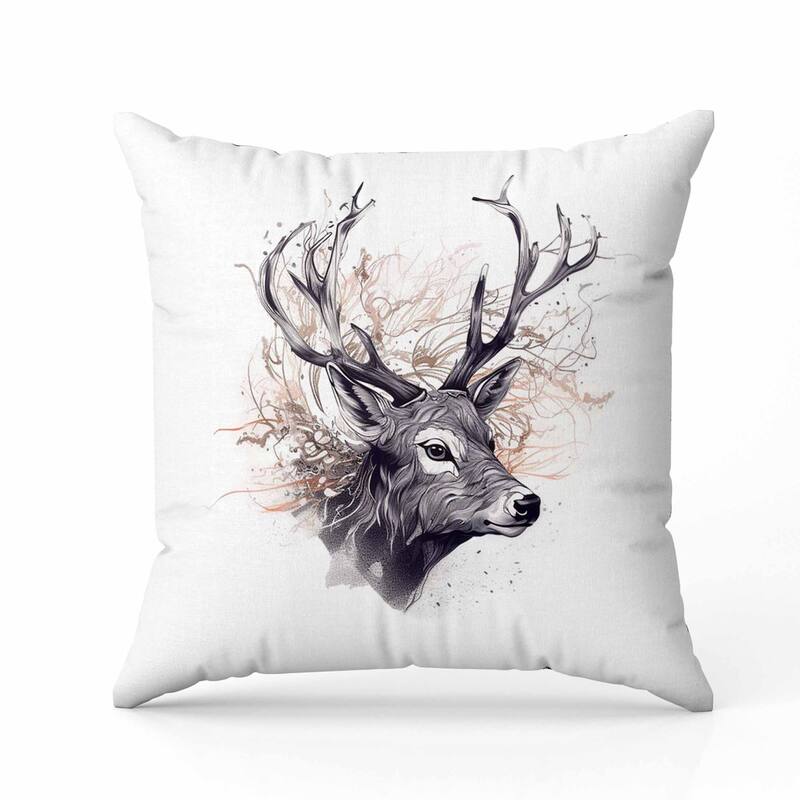 Leaf & Horn Harmony Faux Suede Reversible Throw Pillow White and Orange