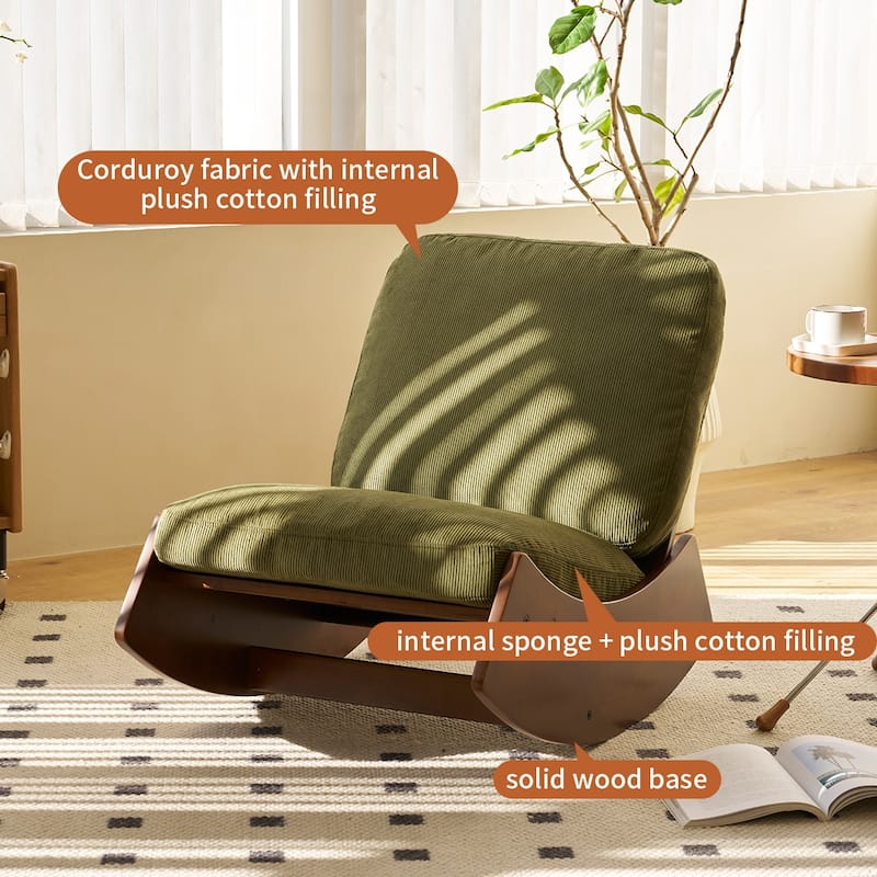 Green 35.4" Rocking Chair with Solid Wood Frame