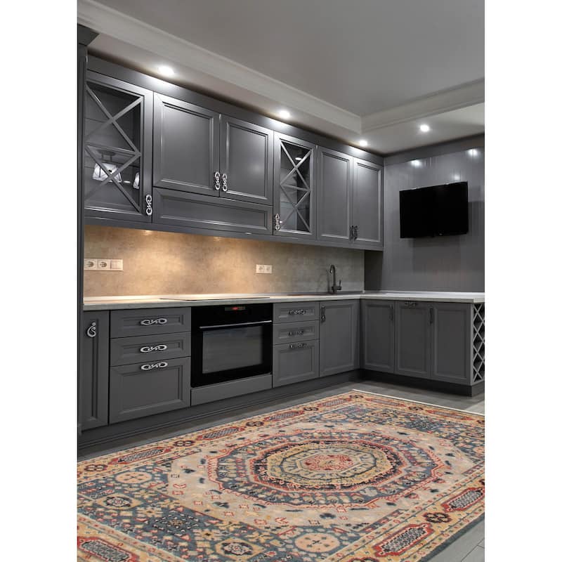 ECARPETGALLERY Hand-knotted Jules Serapi Light Denim Blue Wool Rug - 5'11 x 8'10