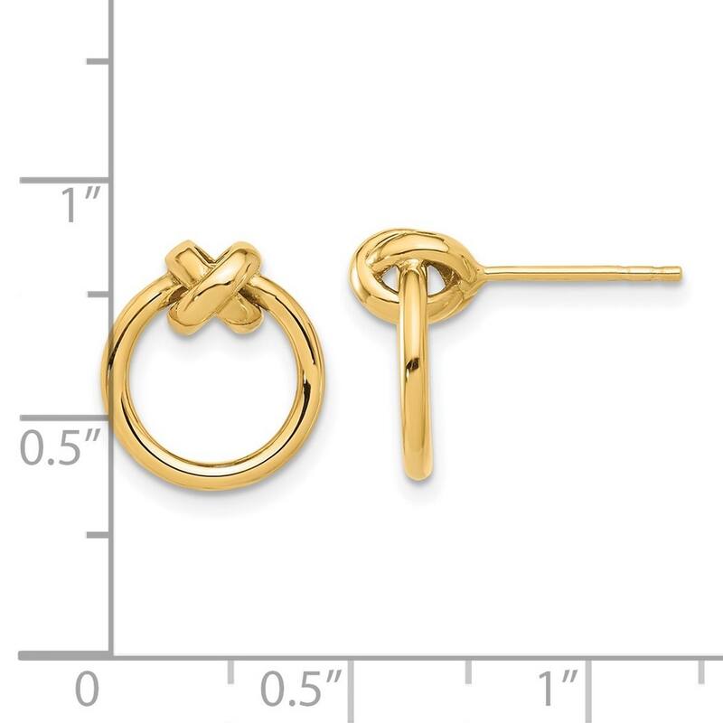Curata 14k Yellow Gold Polished 13.7x12.2mm Circle Post Earrings
