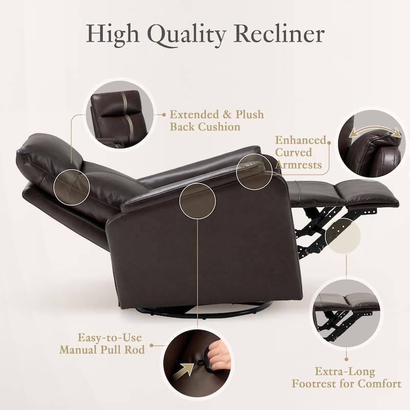 Fabric Recliner Sofa Chair Swivel Rocking Footrest-Single Seat for Living Room