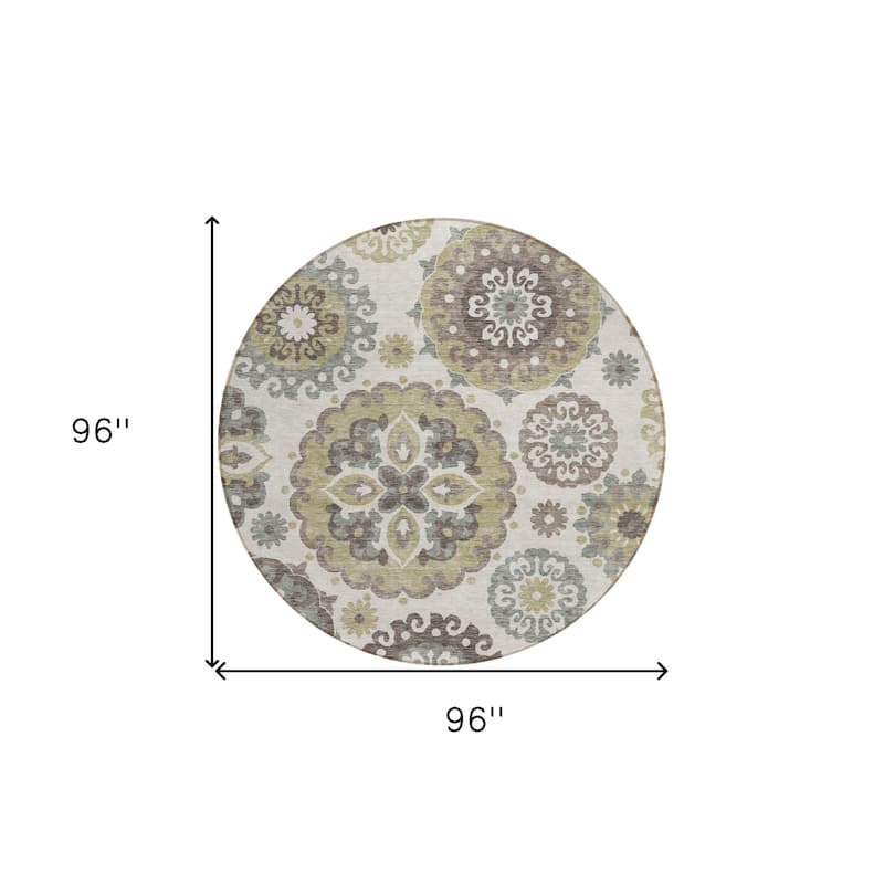 HomeRoots Floral Medallion Transitional Rectangle Outdoor Rug