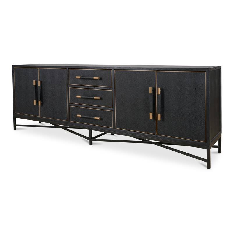 NADAAL STUDIOS Vaughn, Sideboard with Drawers, Shagreen Patterned Vegan Leather - 100"W x17.72"D x33.86"H