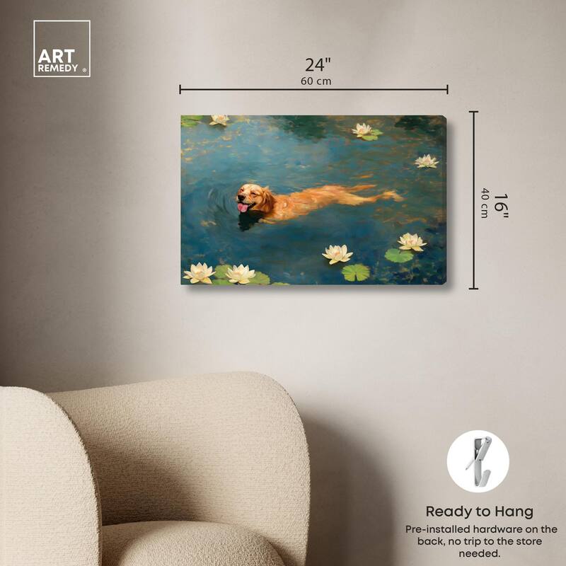 Pond Pup II Canvas by Art Remedy, Gallery Wrapped