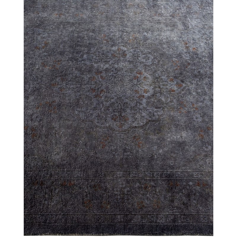 Overton Hand Knotted Wool Vintage Inspired Modern Contemporary Overdyed Gray Area Rug - 3' 1" x 5' 5"