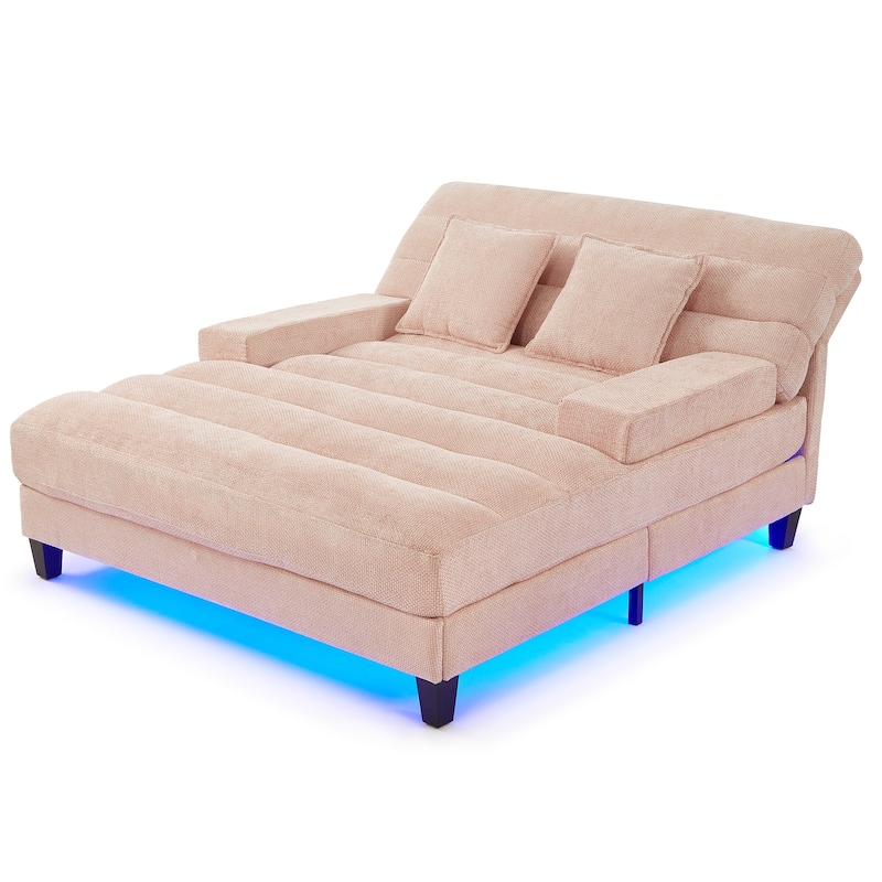 Modern Chaise Lounge Sofa 57.1" Sofa Bed Chenille Upholstered Lounge Sofa Chair