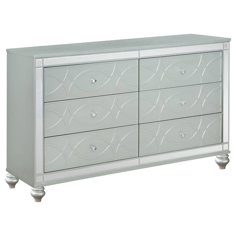 Gunnison Bedroom Set with LED Lighting Silver Metallic