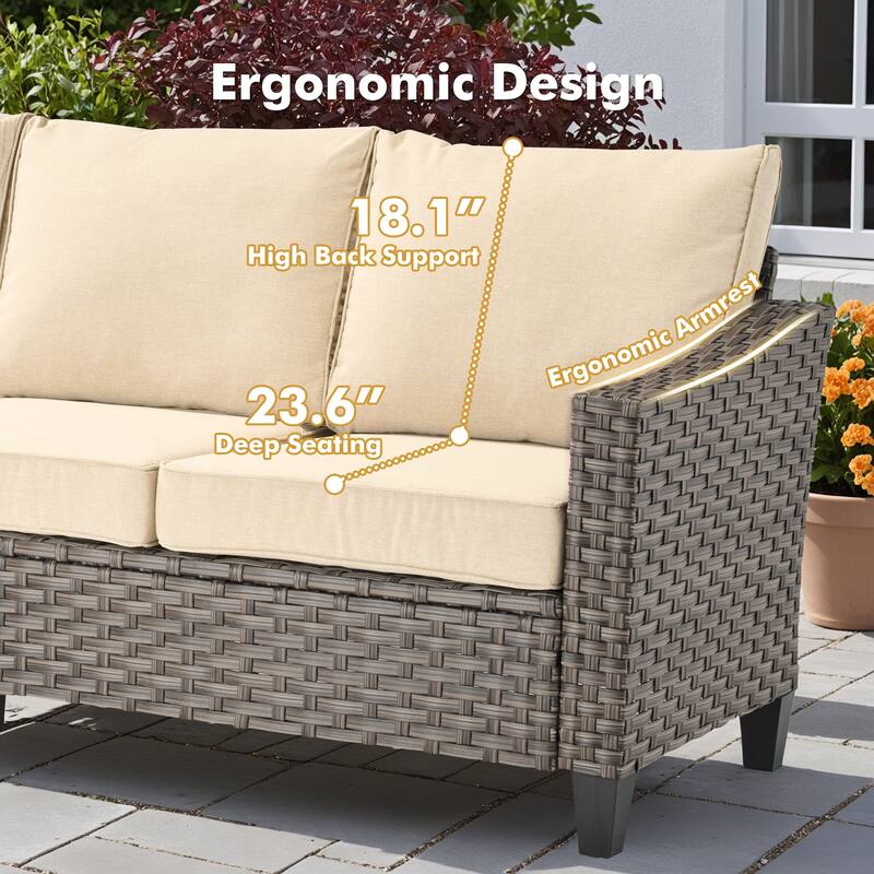 XIZZI Outdoor Patio Furniture Set with Fire Pit Table