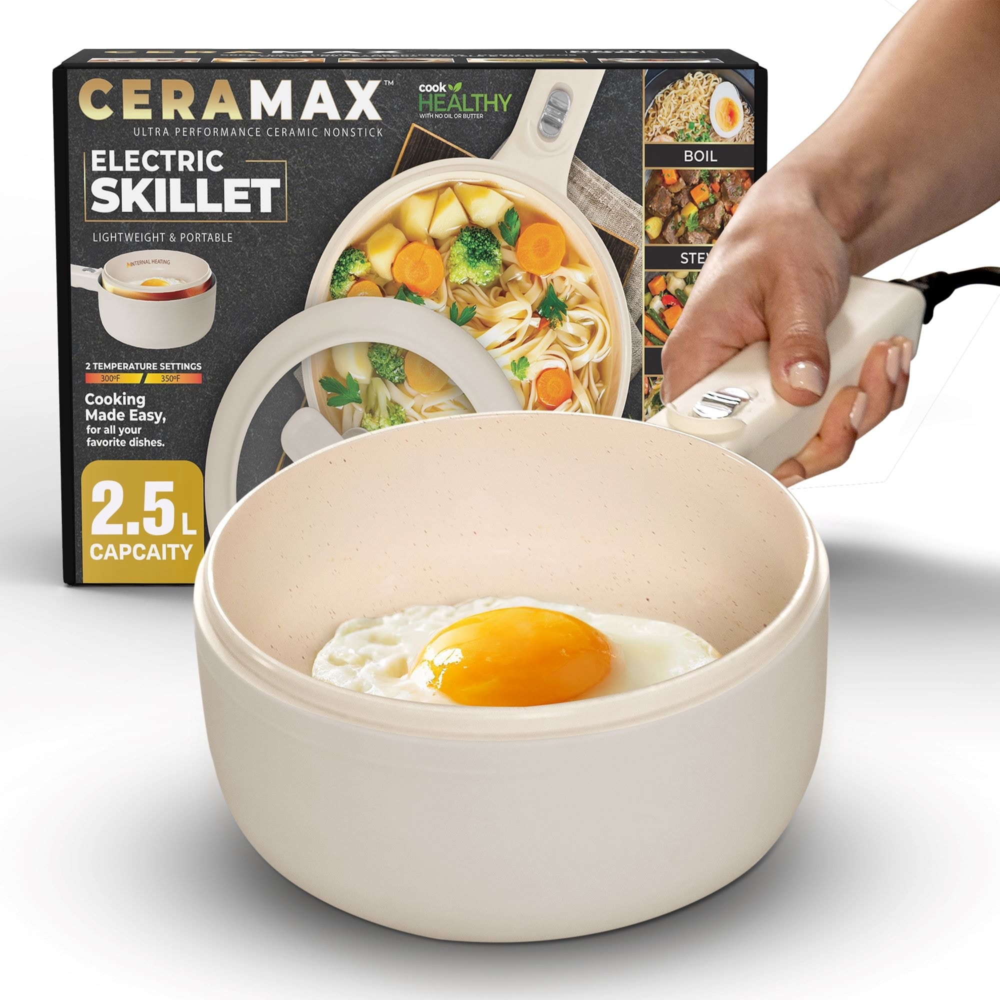 Ceramax Electric Hot Pot Nonstick Ceramic Skillet Pan Mini Ceramax Electric Hot Pot Nonstick Ceramic Skillet Pan Mini