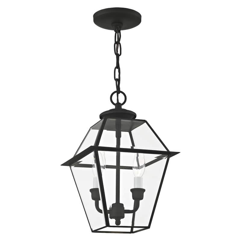 Livex Lighting 2-light Black Finish Outdoor Chain Lantern, 2285-04 - 9" SQ x 14" H