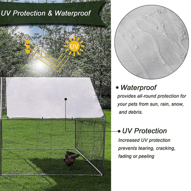 Large Chicken Coop Metal Chicken Run with Waterproof and Anti-Uv Cover