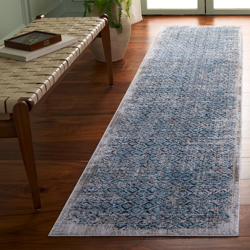 SAFAVIEH Mayflower Esmahan Vintage Rug - 2'2" x 9' Runner - Ivory/Blue
