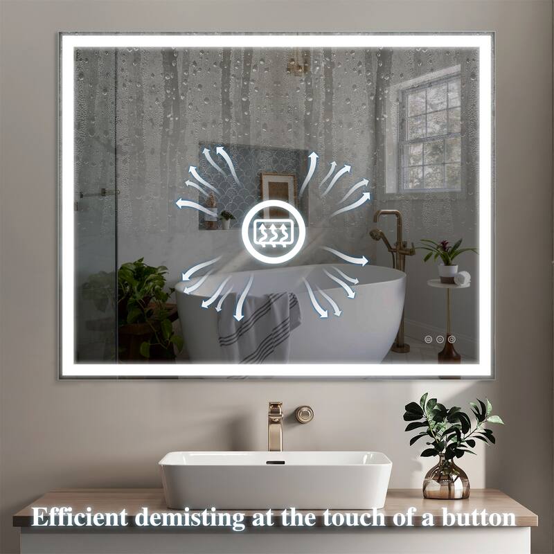 32" x 40" Smart LED Bathroom Wall Mirror with Memory,Anti-Fog Switch