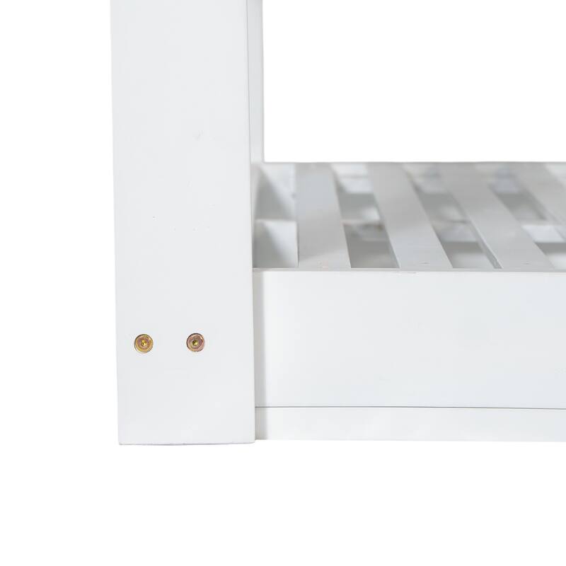 Patio Wooden Twin Size Porch Swing Daybed with 4 Hanging Ropes