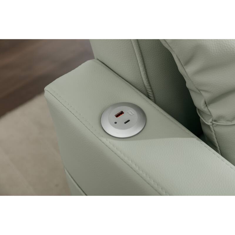 Leather Convertible Futon Armchair Bed with USB Ports, Adjustable Backrest (3-Position), and Built-in Cup Holders
