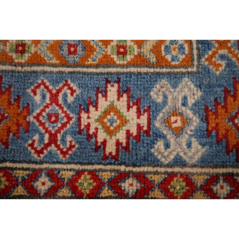 Traditional Grey Kazak Foyer Rug Hand-Knotted Wool Carpet - 3'4" x 5'0"
