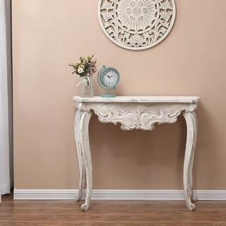 Vintage Off White Wood Console and Entry Table - 32" H x 37.75" W x 15" D