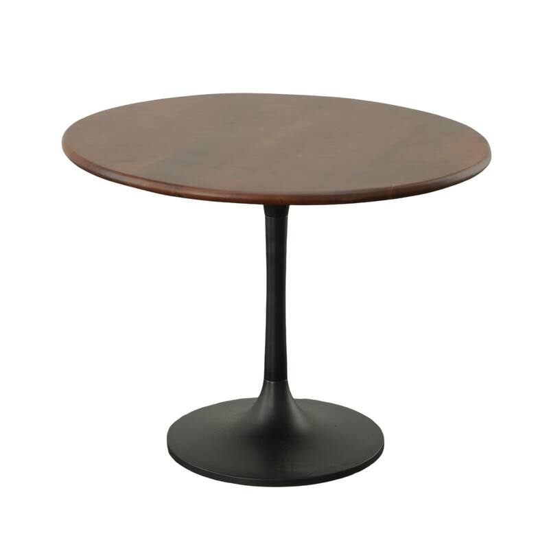 Tulip Shaped Mango Wood Dining Table - 36" - Brown and Black