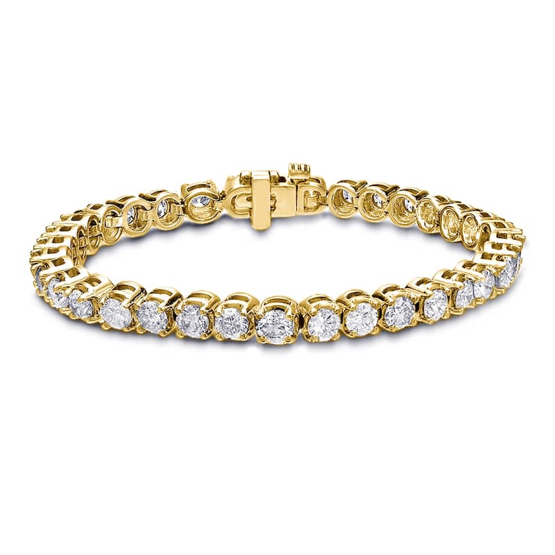 Auriya 14K Gold Lab Grown Round Diamond Tennis Bracelet 2.00 to 20.00 ct. tw. (E-F VS) - Yellow - 12.00 ct. tw.