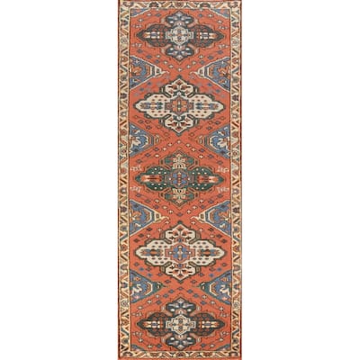 Orange Kazak Oriental Runner Rug Hand-Knotted Wool Carpet - 2'7" x 9'10"