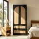 preview thumbnail 1 of 11, Arched Desgin Armoire with 2 Storage Drawers Wardrobe Closet Black