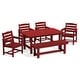 preview thumbnail 90 of 94, 6-Piece HDPE Outdoor Dining Table Sets with Umbrella Hole - 1-Table 4-Chairs-1-Bench