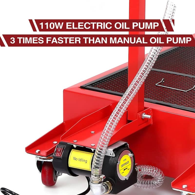 20 Gallon Low Profile Oil Drain Pan with 180W Electric Pump for Changing Oil on Cars, SUVs, Trucks, RVs