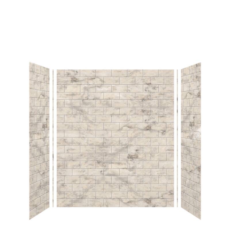 Transolid SWK603672 SaraMar 60" W x 36" D x 72" H Three Panel Shower - Sand Creme Subway Tile