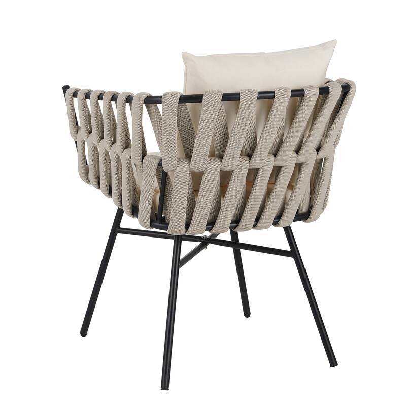 Iron Frame 7-Pieces Outdoor Dining Table with 6 Single Chairs