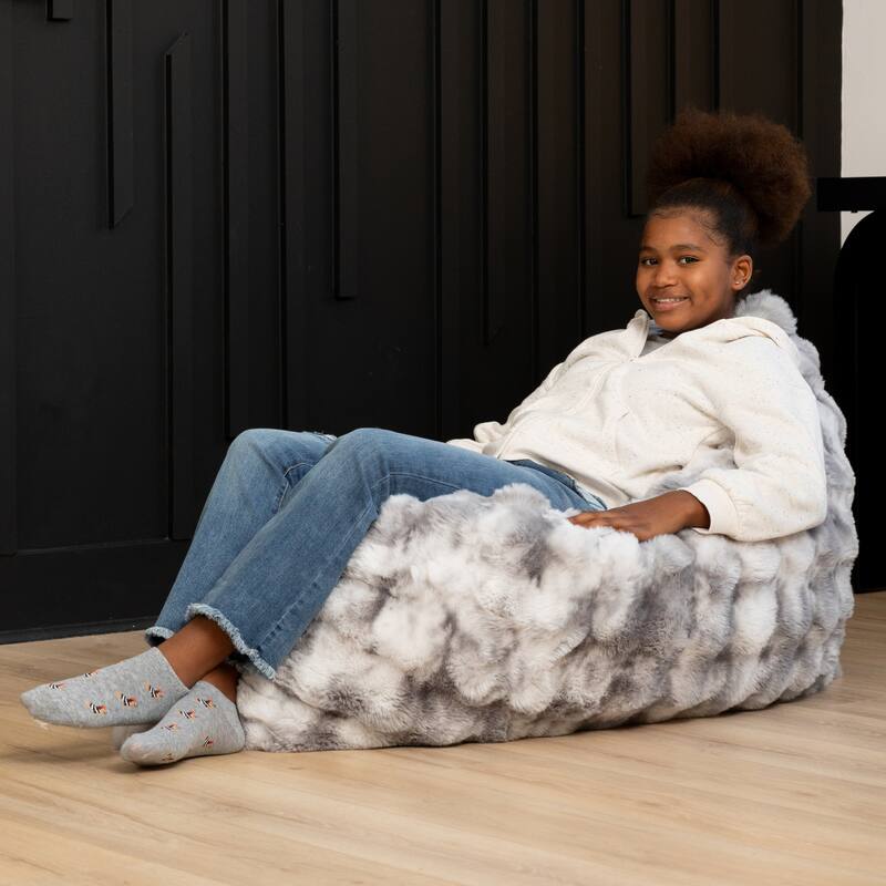 Raven-Symoné Home Pillow Saxx Jr Crash Puff, Giant Floor Pillow & Synthetic Fur Bean Bag Lounger