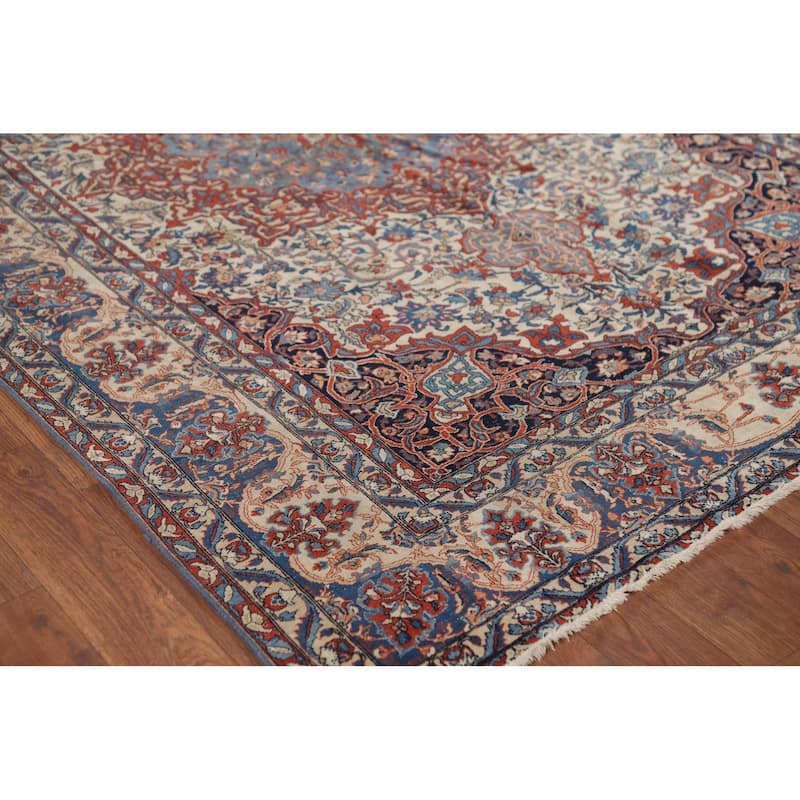 Pre-1900 Antique Isfahan Vegetable Dye Persian Rug Handmade Wool Carpet - 4'7" x 6'7"